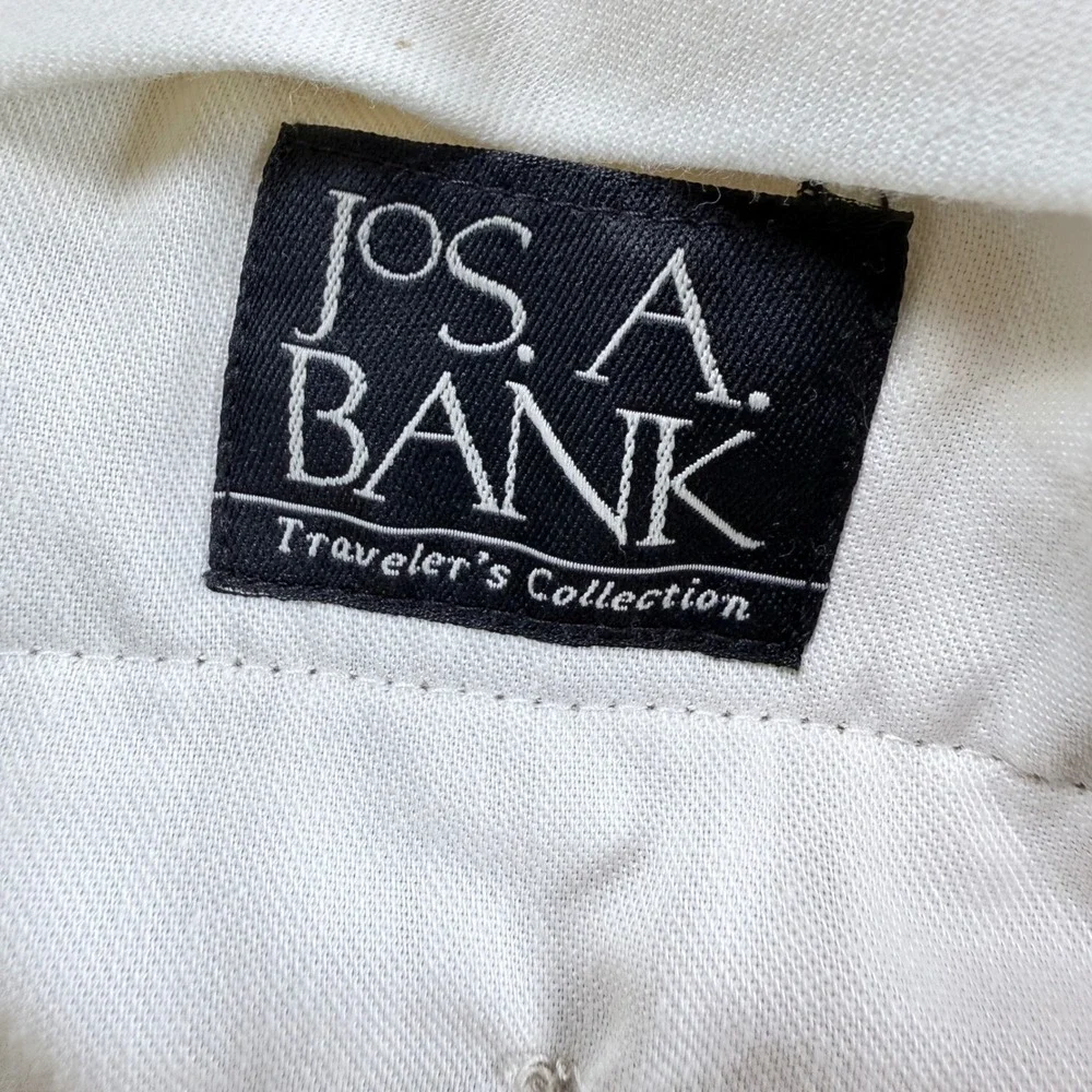 Jos A Bank Linen Trousers Mens 33x32 Tan Traveler Pants Old Money Resort VTG 90s